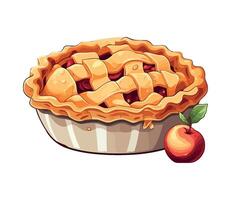 A cartoon apple pie with a slice of pie vector