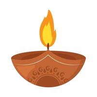 A diya lamp with a flame on it vector