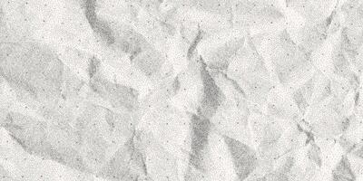 Background with dusty gritty dot effect, texture of crumpled folded paper, grunge overlay. Old dirty notebook sheet, template for banner, empty page. vector