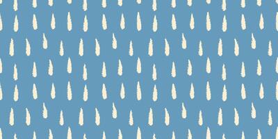 Seamless pattern with hand drawn rain texture. Cute background, doodle drops on blue background, small dashes. vector