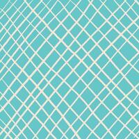 Hand drawn square checkered pattern, pencil diagonal hatching. Chaotic textured beige crosshatch on turquoise background, scribbles, doodle lines. Sketch illustration. vector