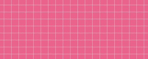 Abstract pink background with light checkered pattern. Hand drawn rough lines, notebook sheet, lined paper. vector