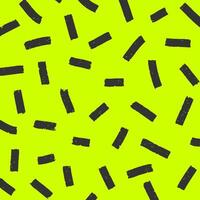 Square hand drawn pattern, ink black hatching. Chaotic textured strokes and dots, rain, sketch, neon acid yellow color. vector