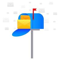Open mailbox with flying letters. illustration. vector