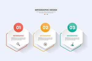 Modern infographic with 3 options. Hexagonal infographic with icons. vector