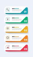 5 Rectangular Infographic Options vector