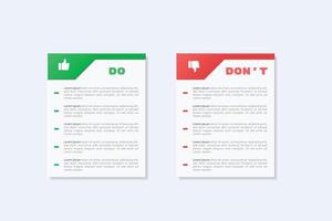 Dos and don'ts infographic. good and bad infographic vector