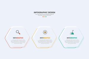 Modern infographic with 3 options. Hexagonal infographic with icons. vector
