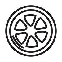 A black and white image of a wheel with a slice of lemon vector