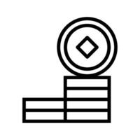 A black and white icon of a coin on top of a stack of coins vector