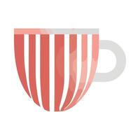 A red and white striped cup with a handle vector