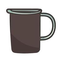 A black coffee mug with a handle on a white background vector