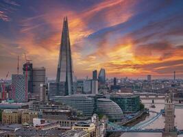 Close up view of the Shard skyscraper in London. The tallest building in the EU. Business center of London. photo