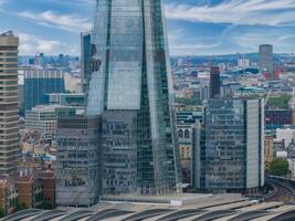 Close up view of the Shard skyscraper in London. The tallest building in the EU. Business center of London. photo