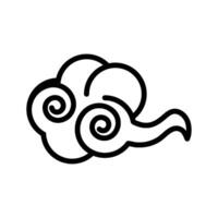 A black and white drawing of a cloud with swirls vector