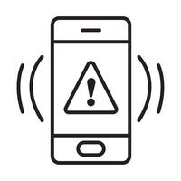 An icon of a phone with a warning sign on it vector