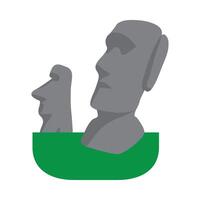 Two statues of moai in the background of a green background vector
