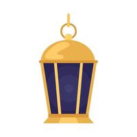 A golden lantern with a chain hanging from it vector