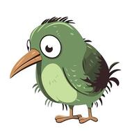 A cartoon green bird with big eyes vector