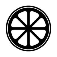 A black and white image of a wheel with a slice of lemon vector