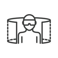 A man wearing a helmet and goggles is shown in a line drawing vector