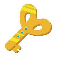 A yellow key with blue dots on it vector