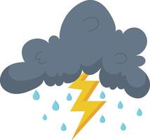 A cartoon illustration of a cloud with a lightning bolt vector