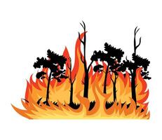 A forest fire with trees and grass on it vector