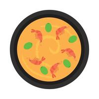 A bowl of shrimp and vegetables in a bowl vector