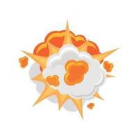An orange explosion with a cloud of smoke vector