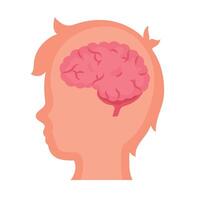 A child's head with a brain in the middle vector