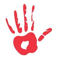 A red hand print on a white background vector