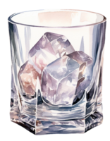 a glass of whiskey with ice cubes png