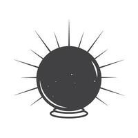 A black and white illustration of a crystal ball vector