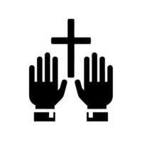 Hands with cross and hands praying icon vector