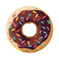 A donut with chocolate and sprinkles on a white background vector
