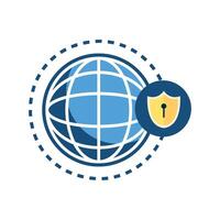 World map with shield and globe icon vector