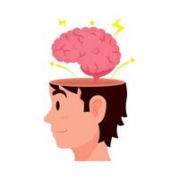 Illustration of a man with a brain and lightning vector
