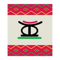 A red and green tribal pattern with a black and white symbol vector