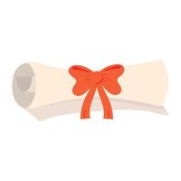 A scroll with a bow and ribbon on it vector