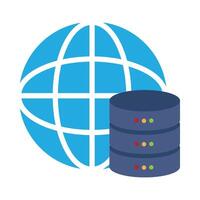 A server with a globe and a server vector
