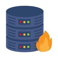A server with a fire and a stack of servers vector