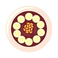A bowl of rice with nuts and fruit in it vector