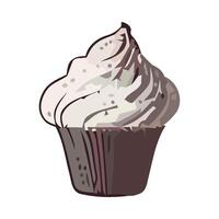 A cupcake with frosting on top is shown vector