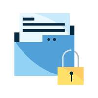 File folder with padlock and document on white background vector