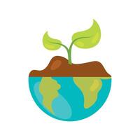 Earth globe with plant and tree illustration vector