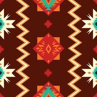 A southwestern style pattern with red, orange and green colors vector