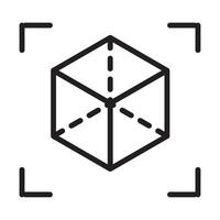 A black and white image of a cube with a line through it vector