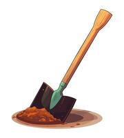 A shovel with dirt on it and a shovel with a handle vector