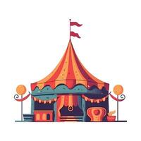 A circus tent with a red and white flag vector